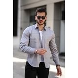 Erkek Çift Cep Kapaksız Gömlek - Gri