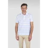 Erkek Çizgi Desenli Kısa Kollu Regular Fit Pamuklu Beyaz-Mavi Polo Yaka T-Shirt 25411223-218