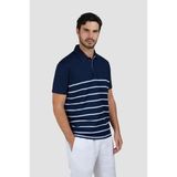 Erkek Çizgi Desenli Kısa Kollu Regular Fit Pamuklu Lacivert Polo Yaka T-Shirt 25411223-219