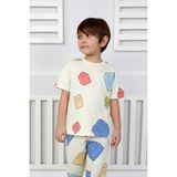 Erkek Çocuk %100 Pamuk Baskılı Pijama Takımı – Kısa Kollu, Sevimli Desenler - Sarı