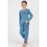 Erkek Çocuk 2 İplik Uzun Kol Mavi Pijama Takım C6T3N1O304 - 7 - 8 Yaş