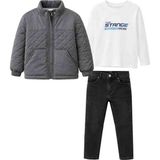 Erkek Çocuk 3’lü Kombin Takım (Mont + Sweatshirt + Jean Pantolon) - 8 Yaş - 050Füme