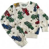 Erkek Çocuk Araba Baskılı %100 Pamuk Mevsimlik Pijama Takımı - 00-Beyaz - 5 - 6 Yaş