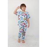 Erkek Çocuk Araba Desenli Pijama Takımı – Rahat ve Şık %100 Pamuklu Uyku Seti - 3 - 4 Yaş - Açık Mavi