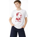 Erkek Çocuk Atatürk Baskılı Tişört Kısa Kollu Bisiklet Yaka T-Shirt - Beyaz - 13 - 14 Yaş