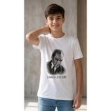 Erkek Çocuk Atatürk Baskılı Tişört Kısa Kollu Bisiklet Yaka T-Shirt - Beyaz - 15-16 Yaş