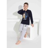 Erkek Çocuk Basketbol Desenli Uzun Kollu Pijama Takımı - 3 Yaş - Lacivert