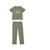 Erkek Çocuk Baskı Detaylı Yeşil 3'lü Pijama Takım