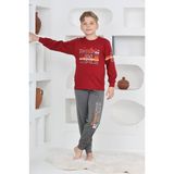 Erkek Çocuk Baskılı %100 Pamuk İnterlok Kumaş Pijama Takımı 12446