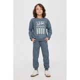 Erkek Çocuk Baskılı Petrol Sweatshirt 8 Yaş (128 cm)