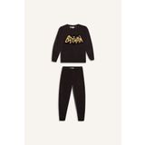 Erkek Çocuk Batman Pijama Takımı Polar Bisiklet Yaka Uzun Kollu Üst Beli Lastikli Uzun Alt