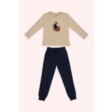 Erkek Çocuk Bej Tilki Baskılı Pijama Takımı 4 Yaş (104 cm)