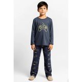 Erkek Çocuk Bisiklet Yaka Standart Kol Uzun Kollu Regular Kalıp Pijama Takımı Estetik %100 Pamuk