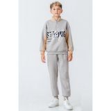 Erkek Çocuk Brooklyn Stay Strong Baskılı 3 İplik Kalın Kışlık Eşofman Takımı Ak4225, GRİ, 5 YAŞ