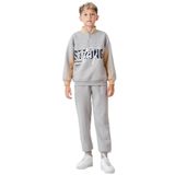 Erkek Çocuk Brooklyn Stay Strong Baskılı 3 İplik Kalın Kışlık Eşofman Takımı Ak4225, GRİ, 6 YAŞ