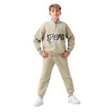 Erkek Çocuk Brooklyn Stay Strong Baskılı 3 İplik Kalın Kışlık Eşofman Takımı Ak4225, YEŞİL, 5 YAŞ