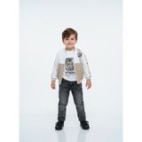 Erkek Çocuk Ceket Body Pantolon Alt Üst Takım Bayramlık 3'lü - Krem - Beyaz - 4 Yaş
