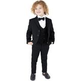 Erkek Çocuk Ceketli Smokin Takım Elbise Ceket, Pantolon, Yelek, Gömlek ve Papyon - Siyah - 11 Yaş