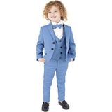 Erkek Çocuk Ceketli Smokin Takım Elbise Turkuaz Renk Regular Fit Modeli Ceket Pantolon Yelek Gömlek Papyon - 3 Yaş
