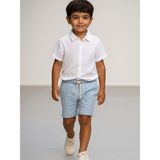 Erkek Çocuk Cepli Keten Şort - 7 - 8 Yaş - Mavi