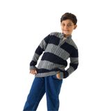 Erkek Çocuk Çizgili Triko Kazak 7-8 Yaş/Lacivert