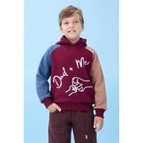 Erkek Çocuk Dad+Me Baskılı Kışlık Kapüşonlu İçi Polarlı Sweatshirt