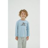 Erkek Çocuk Desenli Uzun Kollu Ekose Alt Pijama Takımı C4T1N98 - Açık Mavi - 5 - 6 Yaş