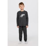 Erkek Çocuk Dinozor Baskılı Antrasit Pijama Takımı 3 Yaş (98 cm)