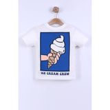 Erkek Çocuk Dondurma Baskılı Pamuklu Tshirt ve Çizgili Şort Alt Üst Takım - Lacivert - 2 - 3 Yaş