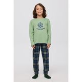 Erkek Çocuk Ekose Desenli Yeşil Pijama Takımı 3 Yaş (98 cm)