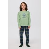 Erkek Çocuk Ekose Desenli Yeşil Pijama Takımı 7 Yaş (122 cm)