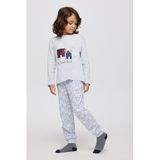 Erkek Çocuk Ev Desenli Mavi Pijama Takımı 5 Yaş (110 cm)