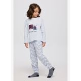 Erkek Çocuk Ev Desenli Mavi Pijama Takımı