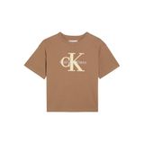 Erkek Çocuk File Aplikasyonlu Kahverengi T-Shirt