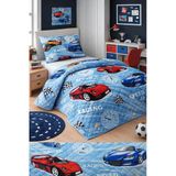 Erkek Çocuk Genç Pike Yatak Örtüsü Takımı Araba Desen Kapitone Pamuklu 4 Mevsim Çarşafsız 160X230