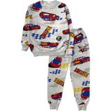 Erkek Çocuk Gri Renk Pamuklu Kumaş Mevsimlik Araba Desenli Pijama Takımı - 1 - 2 Yaş