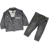 Erkek Çocuk Gri Süet Ceketli Kot Pantolonlu Lüx 3'lü Takım - 1013216 - 1 Yaş