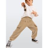 Erkek Çocuk Jogger Pantolon Cepli Fitilli Kadife Bej Kışlık (5-10 Yaş)