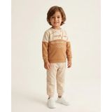 Erkek Çocuk Kahverengi Yazı Baskılı Sweatshirt ve Eşofman Altı Pamuklu Örme 2 Parça Günlük Takım - 2 Yaş