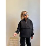 Erkek Çocuk Kanguru Cepli Sweatshirtli Kışlık Takım - Siyah - 4 - 5 Yaş