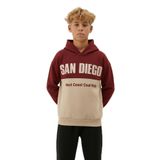 Erkek Çocuk Kapüşonlu Baskı Detaylı Parçalı Sweatshirt Bordo