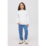 Erkek Çocuk Kapüşonlu Nakışlı Kanguru Cepli Kontrast Dikiş Detaylı Beyaz Sweatshirt 8 Yaş (128 cm)