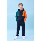 Erkek Çocuk Kapüşonlu Parçalı 3 İp Sweatshirt Lacivert