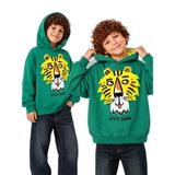 Erkek Çocuk Kapüşonlu Sweatshirt Kaplan Baskılı Oversize (3-8 Yaş)