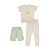 Erkek Çocuk Karanlıkta Parlayan Baskılı 3'lü Bej Pijama Takımı 3 Yaş (98 cm)