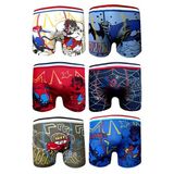Erkek Çocuk Karışık Desenli Pamuklu Esnek Likralı Boxer 6 Adet