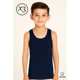 Erkek Çocuk Karışık Renkler Pamuklu 3'lü Askılı Atlet - KIDS-ATL500 - 6 - 7 Yaş - Lacivert