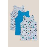Erkek Çocuk Karışık Renkler Pamuklu 3'lü Askılı Atlet - KIDS-ATL500 - 7 - 8 Yaş - Mavi