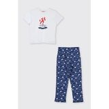 Erkek Çocuk Kayık Desenli Lacivert Pijama Takım 4 Yaş (104 cm)