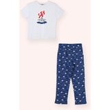 Erkek Çocuk Kayık Desenli Lacivert Pijama Takım